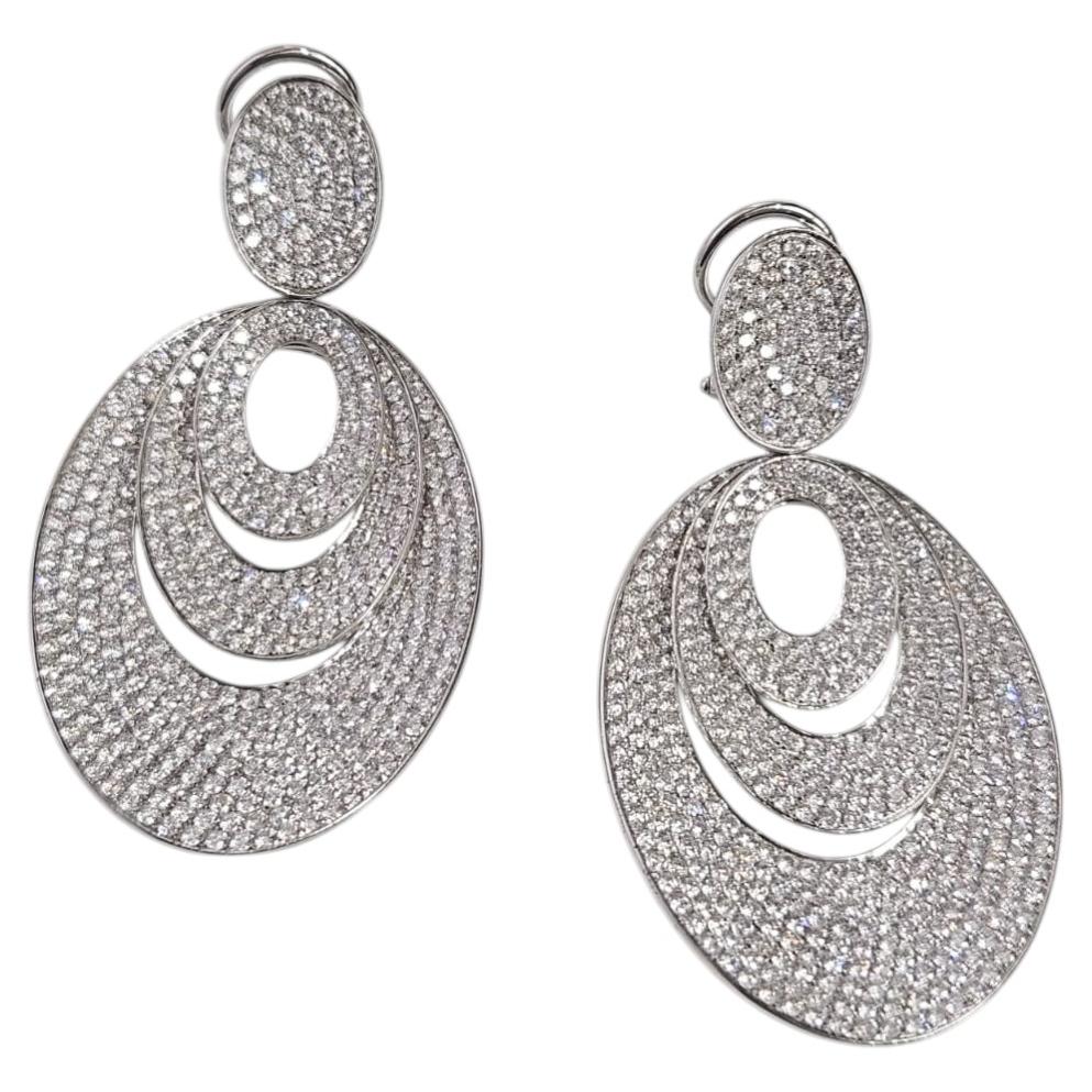 Engastados en Oro blanco de 18 quilates, 11,00 quilates, Diamantes naturales Pendientes colgantes Chandelier