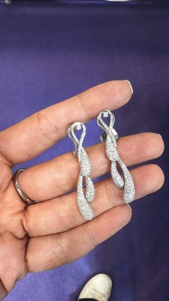 Orecchini a leva in oro bianco 18 carati, 2,00 carati, diamanti bianchi naturali