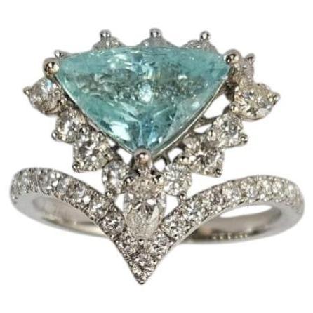 Set in 18K white Gold, 2.28 carat, Paraiba Tourmaline & Diamonds Engagement Ring