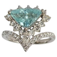 Set in 18K white Gold, 2.28 carat, Paraiba Tourmaline & Diamonds Engagement Ring