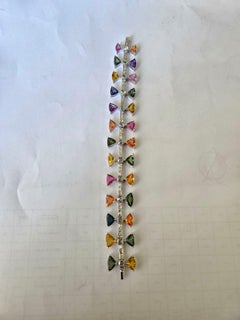 Set in 18K white Gold, 24.58 carats, Multi Sapphires & Diamonds Modern Bracelet