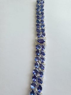 Bracciale in oro bianco 18 carati, 55,81 carati, tanzanite naturale e diamanti