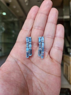 Ohrringe aus 18 Karat Weißgold, 5,87 Karat, Aquamarine und Diamanten, Ohrhänger