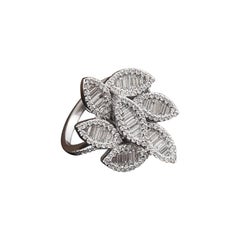 Set in 18 Karat Gold, Baguette Invisible Cluster Setting Diamond Cocktail Ring