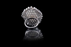 Set in 18 Karat White Gold, Ethiopian Opal and Baguette Diamonds Cocktail Ring