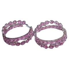 Boucles d'oreilles en or blanc 18 carats, saphir rose