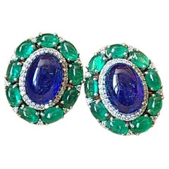 Set in 18K White Gold, Tanzanite
Emerald Cabochon, Art Deco Style Stud Earrings Set in 18K White Gold, Tanzanite
Emerald Cabochon, Art Deco Style Stud Earrings