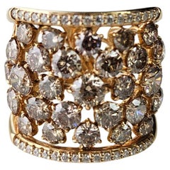 Anello di fidanzamento da cocktail in oro giallo 18 carati, 3,00 carati di diamanti gialli