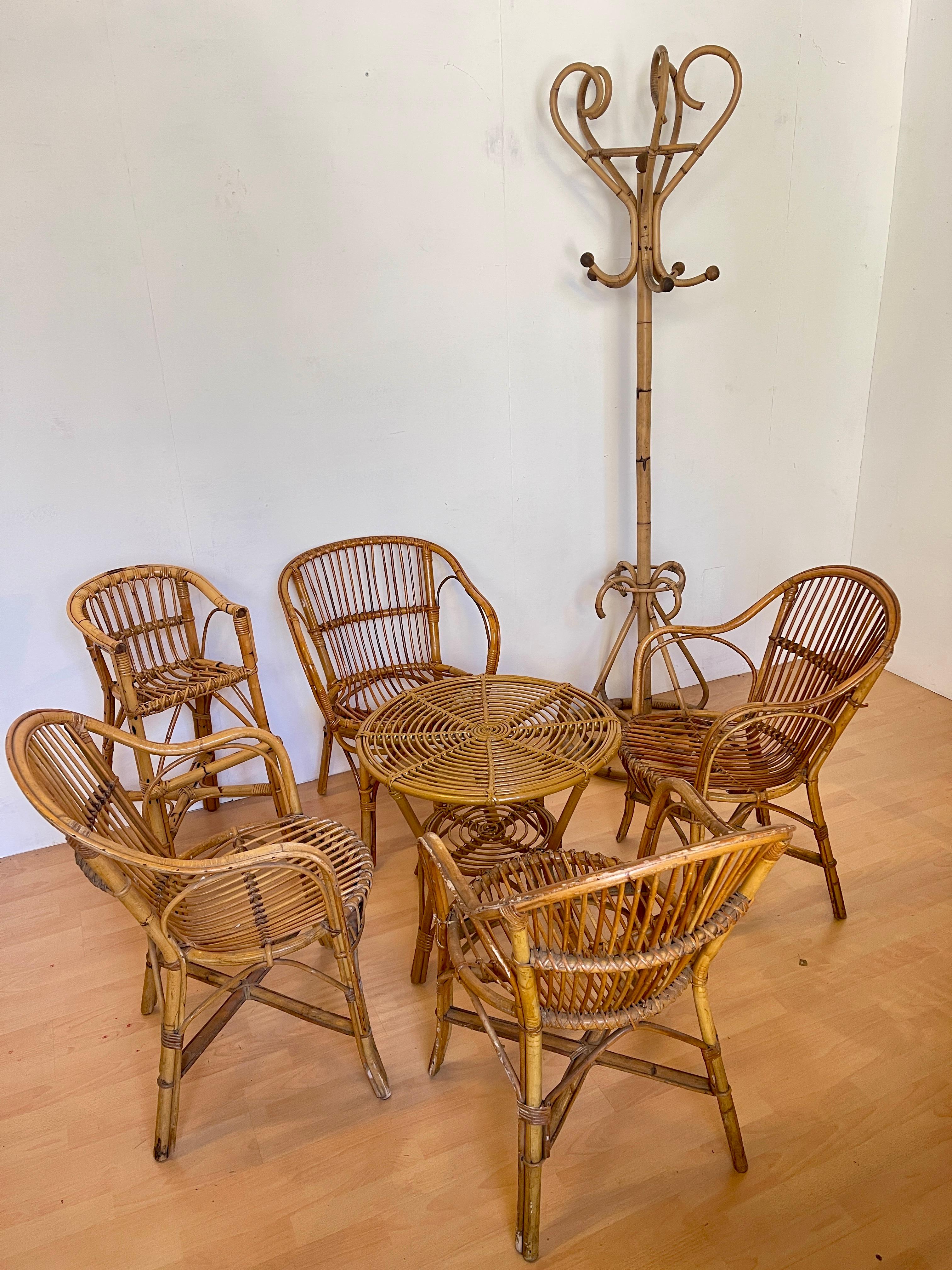 Mid-Century moderno Set in bambù e rattan design bonacina anni '90 in vendita
