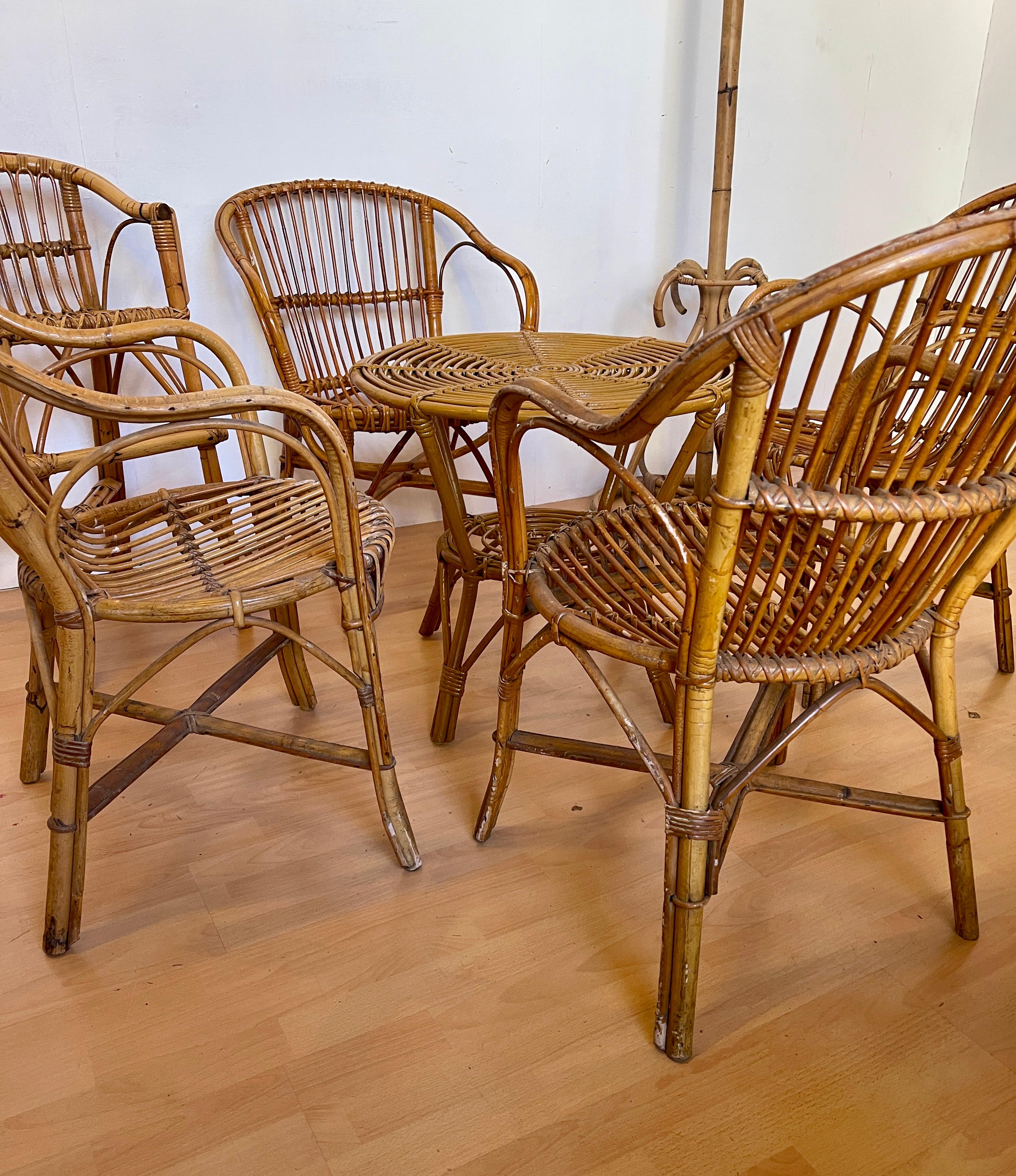 20th Century Set in bambù e rattan design bonacina anni '90 in vendita