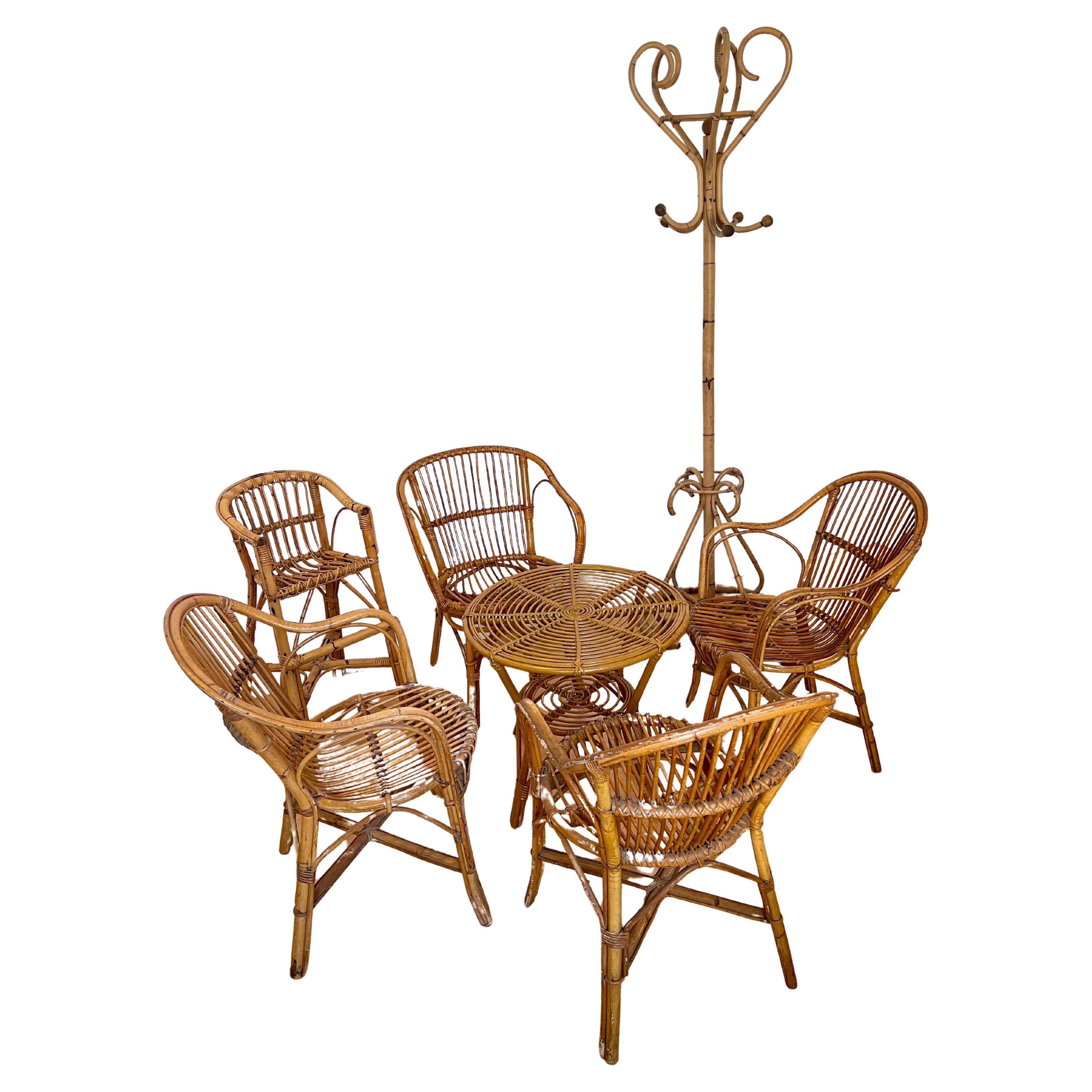 Set in bambù e rattan design bonacina anni '90 in vendita