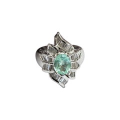 Anello di fidanzamento con tormalina Paraiba e diamanti, 1,72 carati, incastonato in platino 900