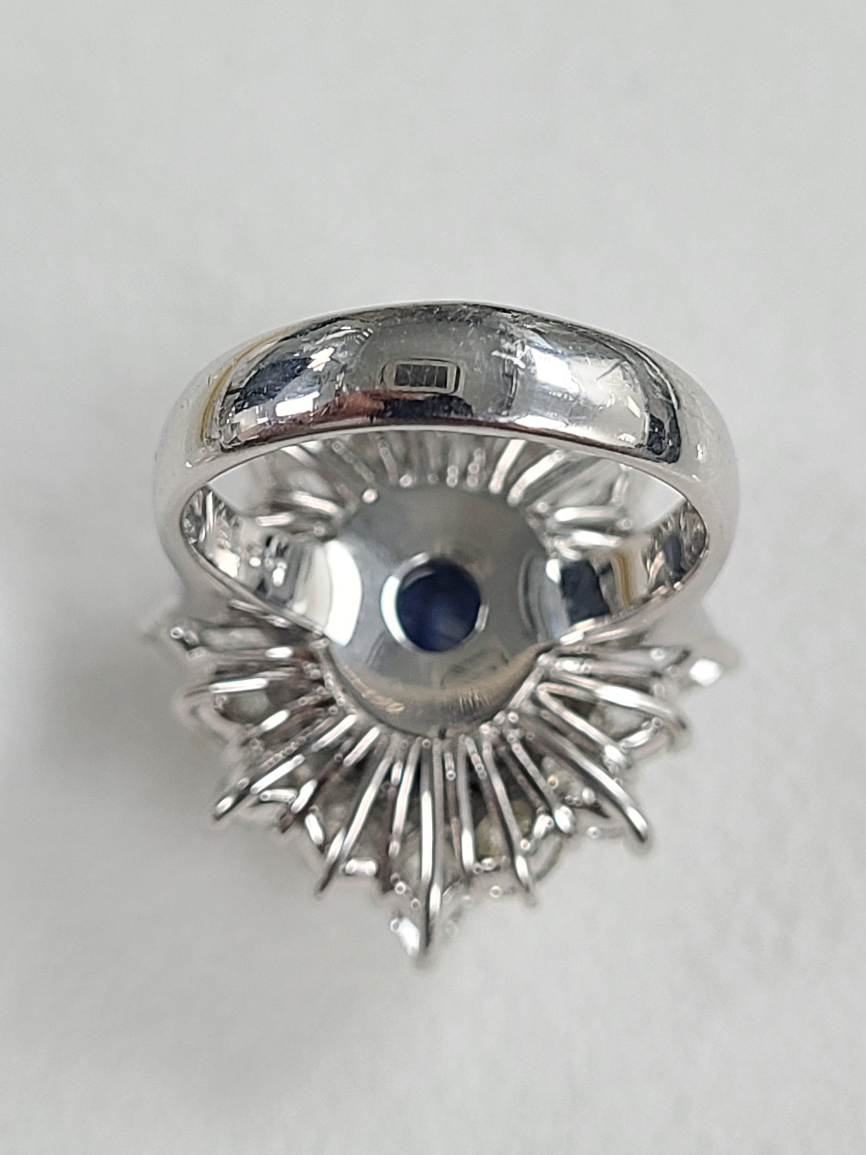Platinum PT900 Blue Sapphire Ring with Diamonds 2