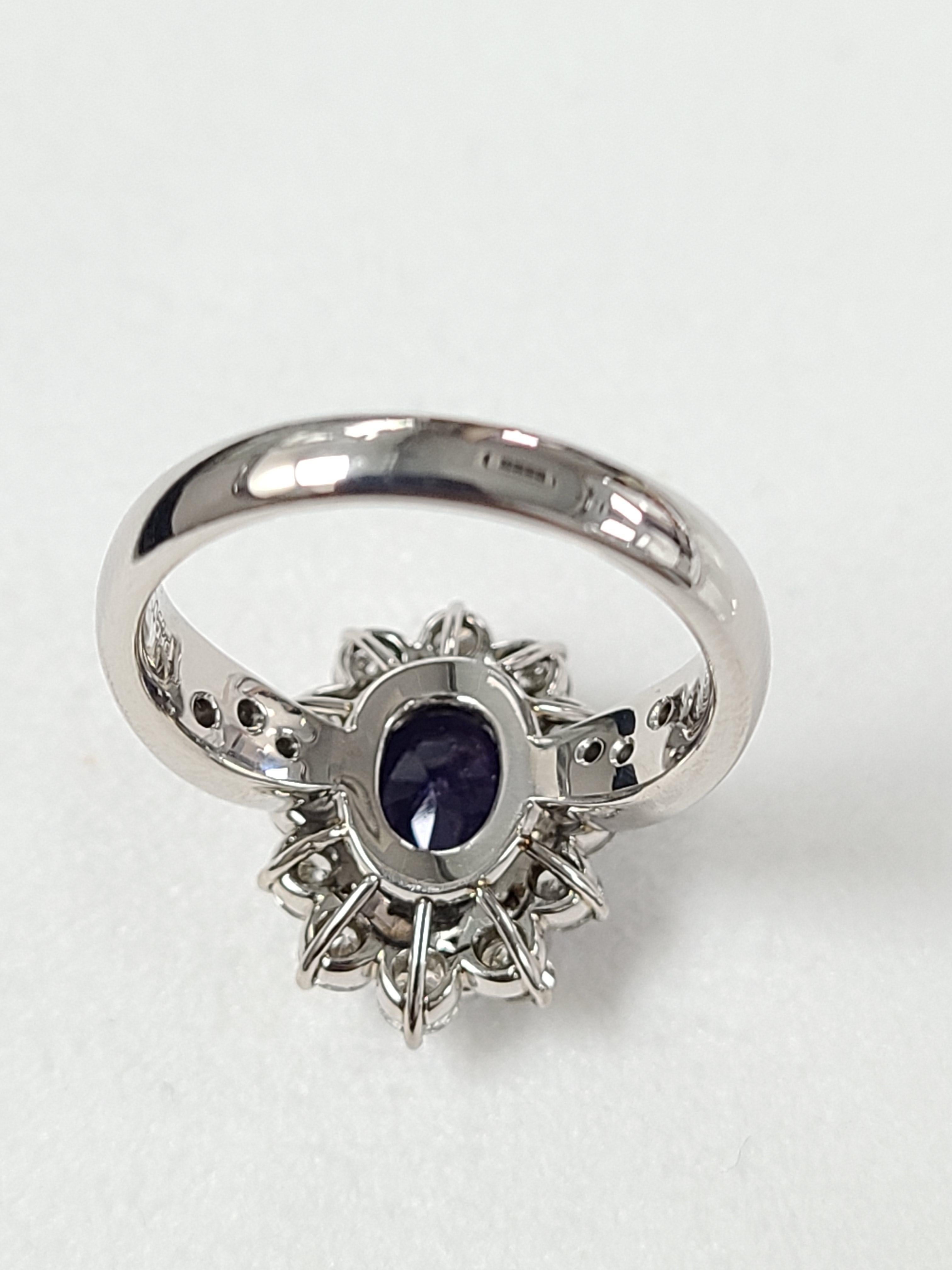 Women's Platinum PT900 Purple Sapphire Ring with Diamonds