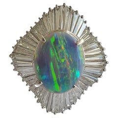 Bague de fiançailles PT 900, opale australienne naturelle de 2,34 carats et diamants