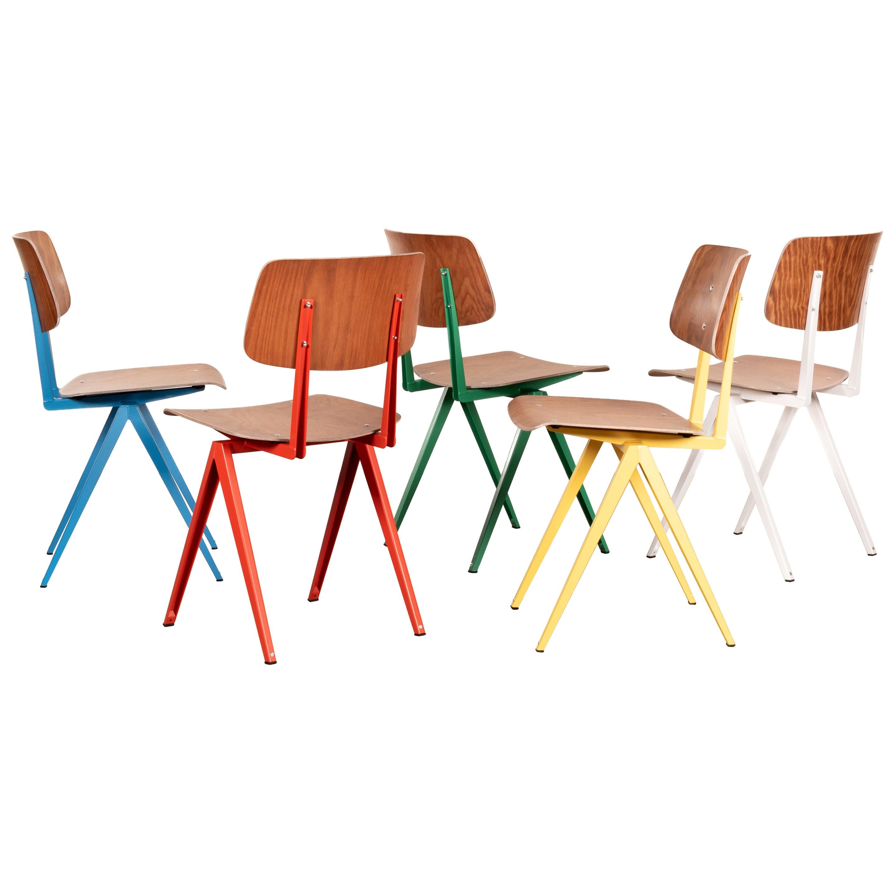Set Industrial Galvanitas S16 Dining Chairs in Primary Colors, Netherlands