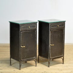 Set Iron And Glass Nightstands, 1900’s