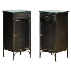 Set Iron And Glass Nightstands, 1900’s