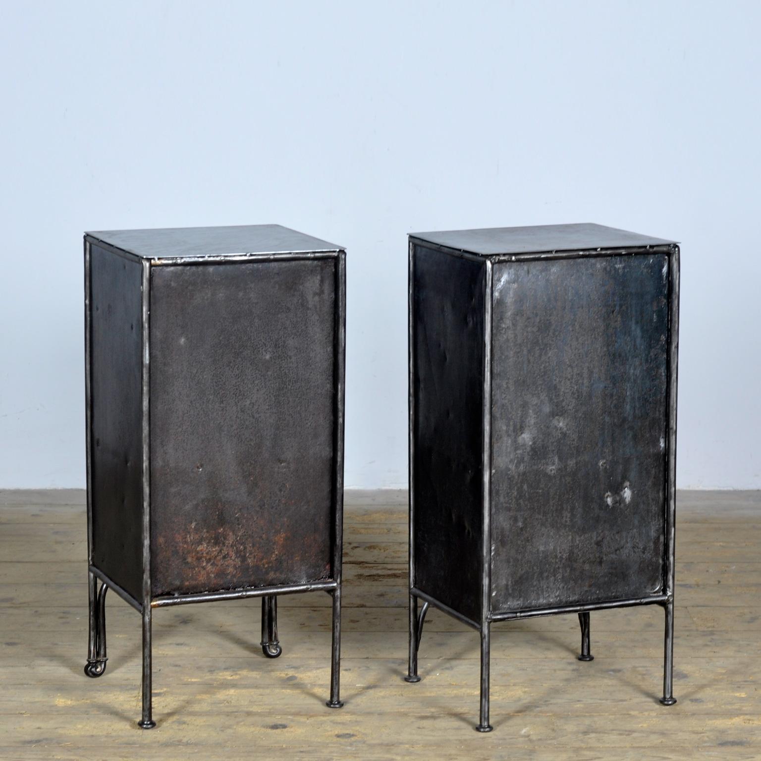Industrial Set iron nightstands, 1910s