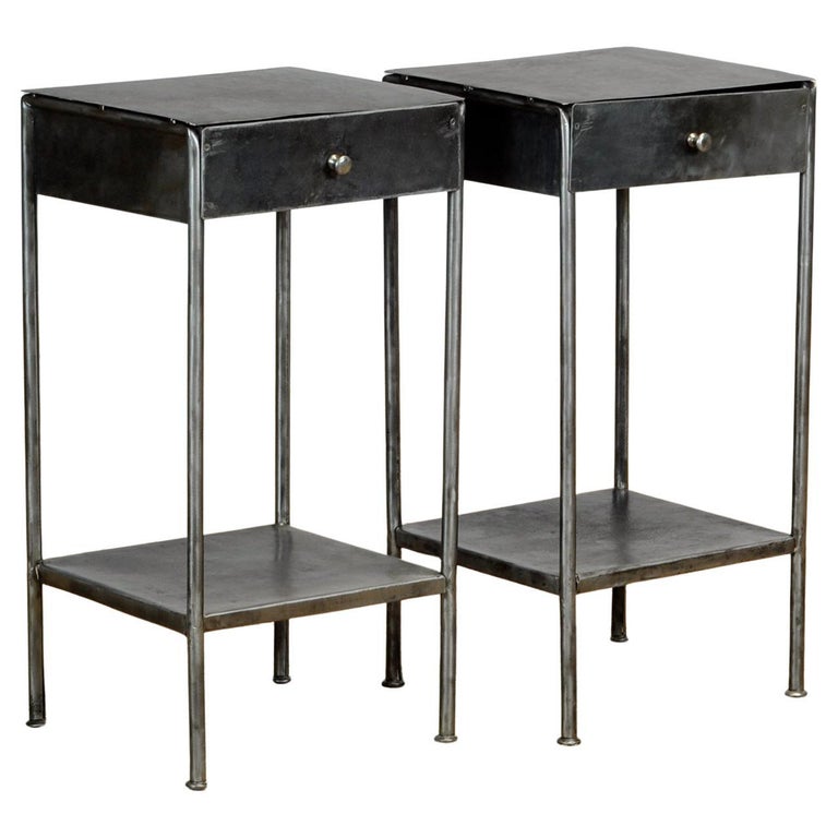 Set Iron Nightstands, 1910s at 1stDibs