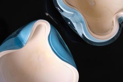 Ensemble de bols italiens en verre de Murano bleu et blanc, Italie, années 1950