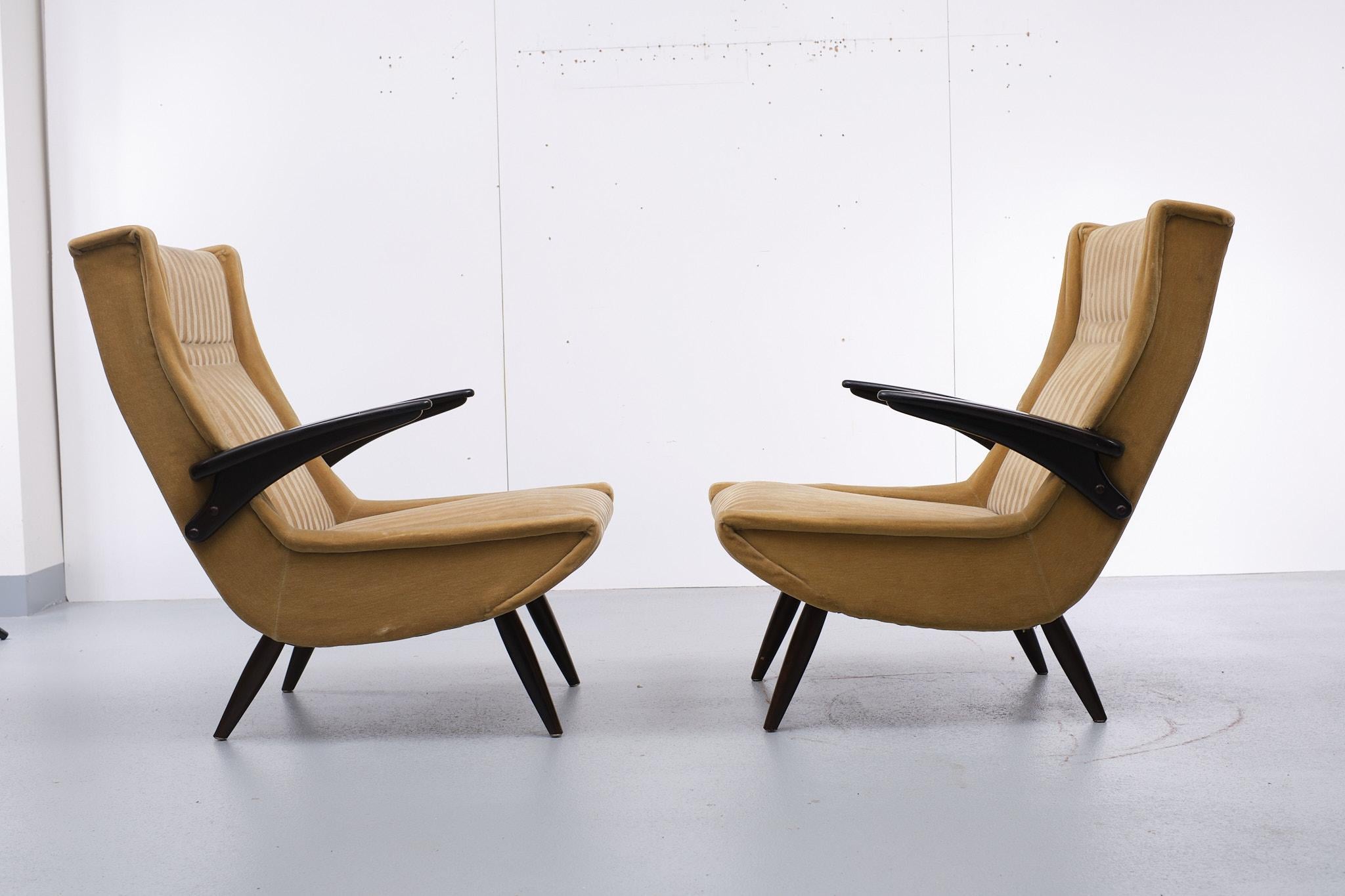 Set Italian Lounge Chairs, 1950s  7