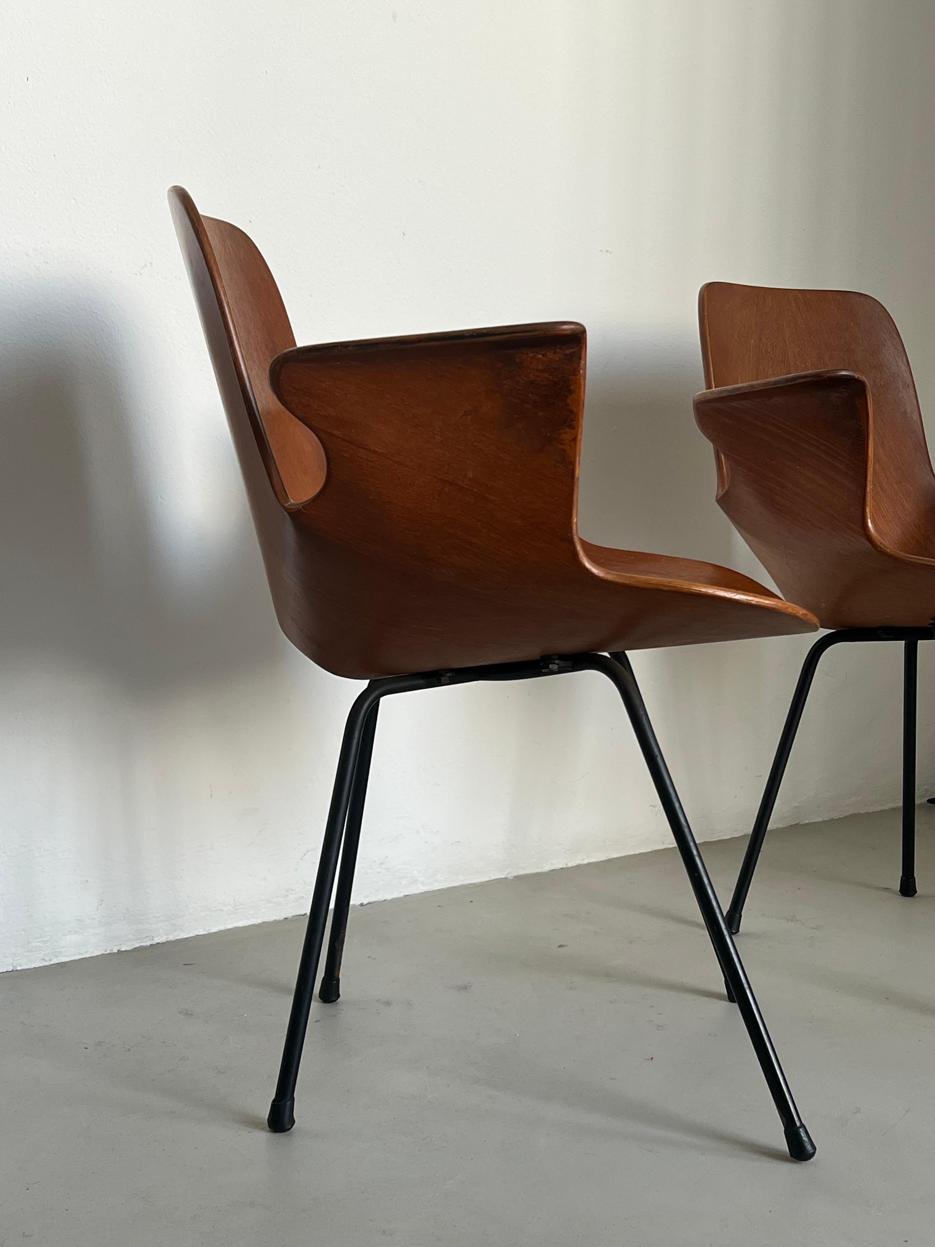Set  Italian Mid Century Collectible Medea 102 Wood Dining Chairs by Tagliabue For Sale 5