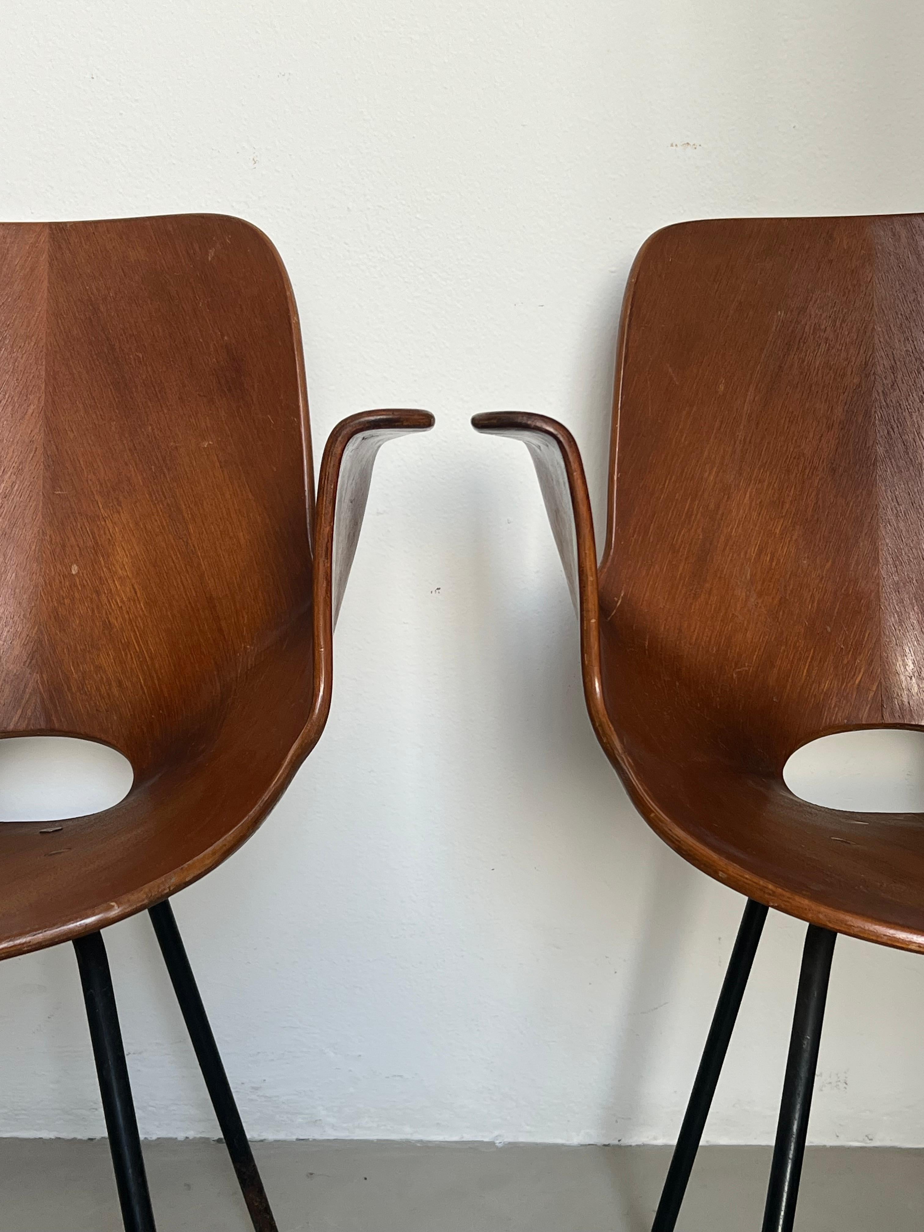 Set  Italian Mid Century Collectible Medea 102 Wood Dining Chairs by Tagliabue For Sale 10