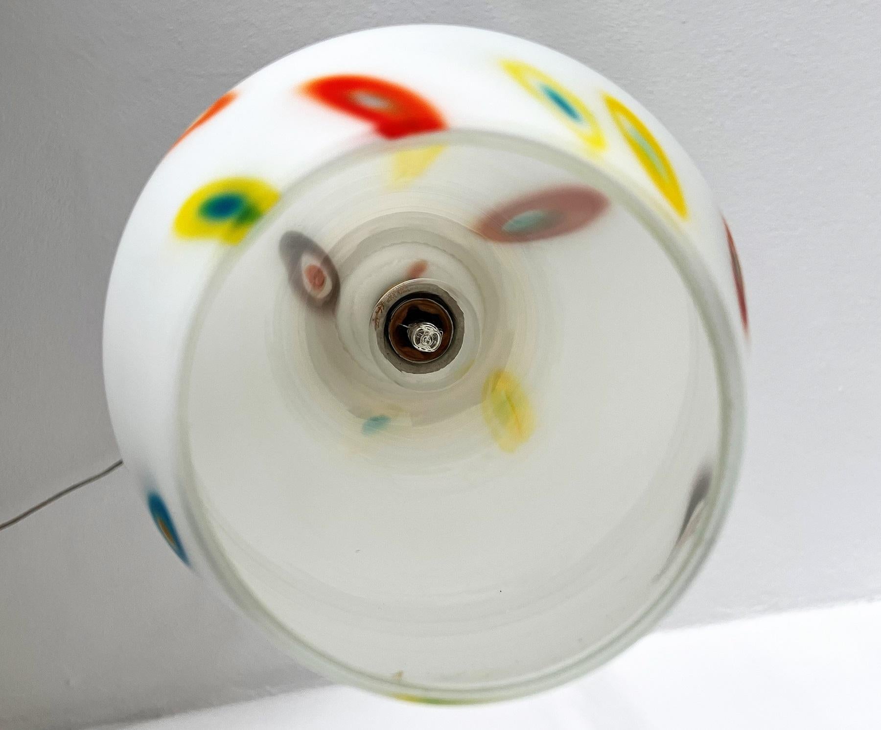 Italian Midcentury Murano Glass Pendant Lights with Colorful Murrine, 1970s For Sale 5