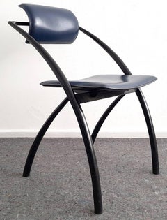 Set Italian Modern Leather Dining Chairs by Giancarlo Vegni for Fasem, 1995