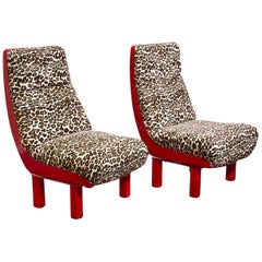 Set Italian Postmodern Leopard Lounge Chairs – 1980