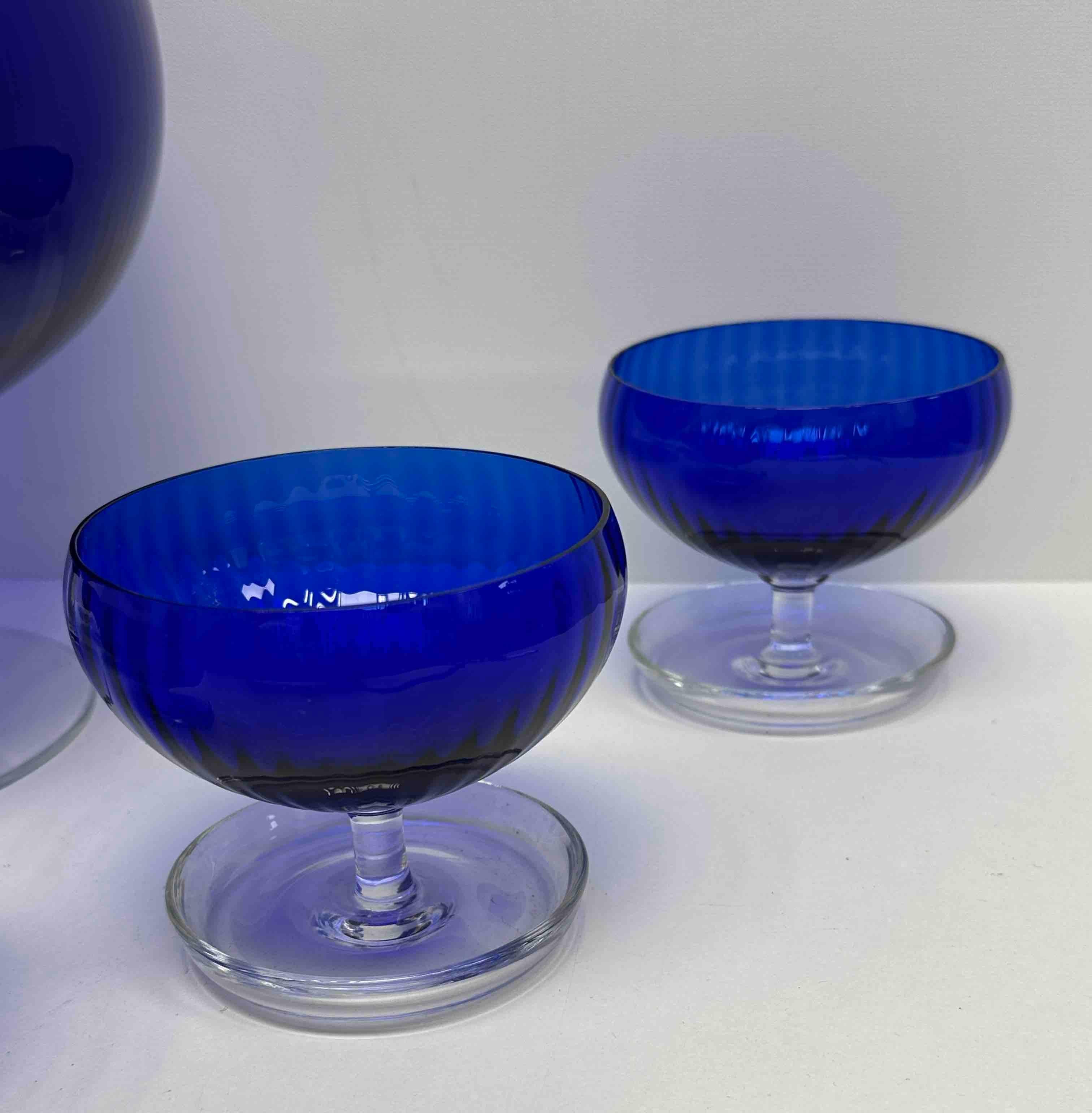 Set Italian Venetian Murano Glass Cobalt Blue Sherbet Bowls, 1960s, Italy Venice For Sale 5
