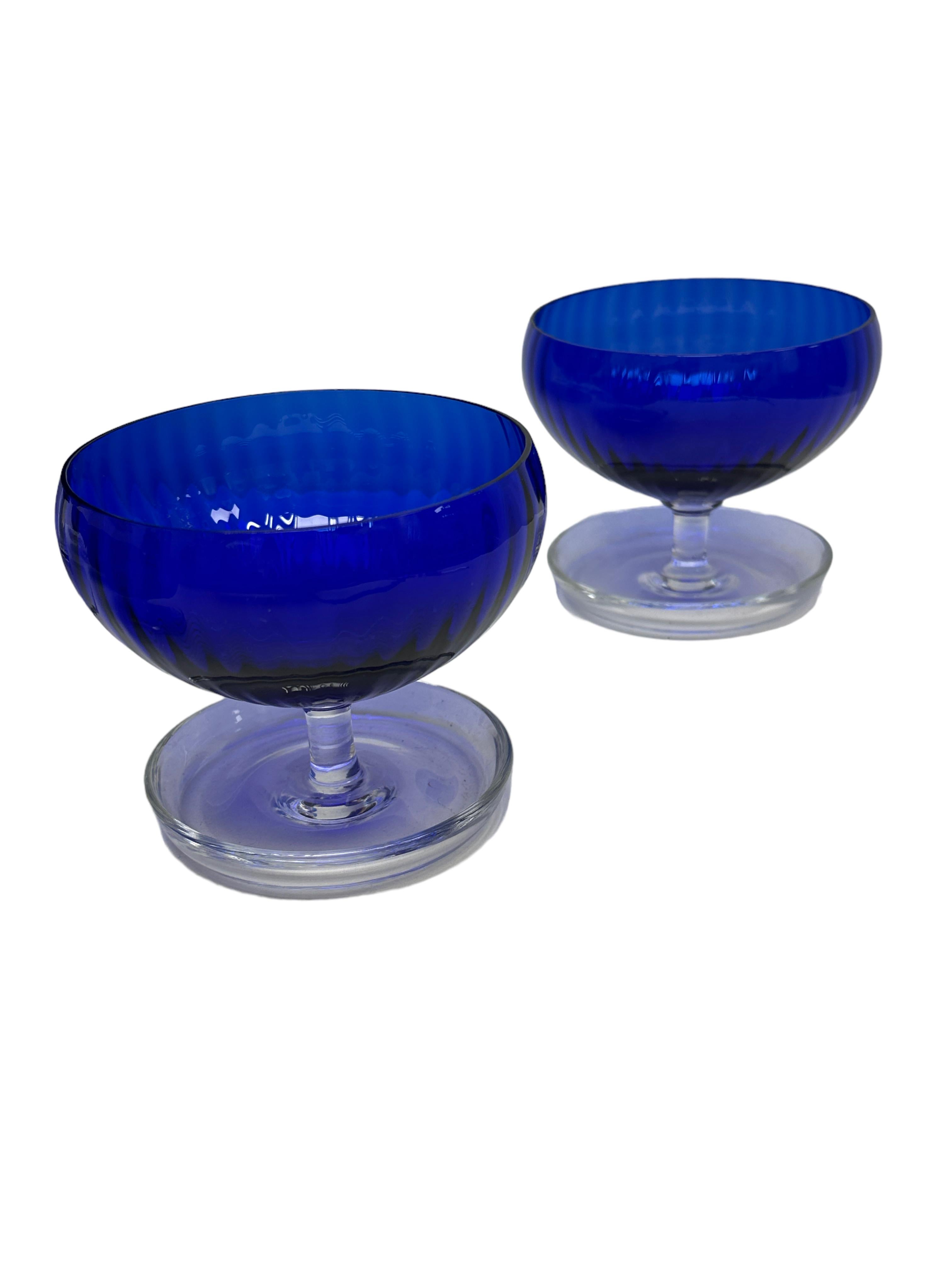 Set Italian Venetian Murano Glass Cobalt Blue Sherbet Bowls, 1960s, Italy Venice For Sale 6