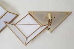 Set Italien Golden Art Deco Revival Cut Glass Scones