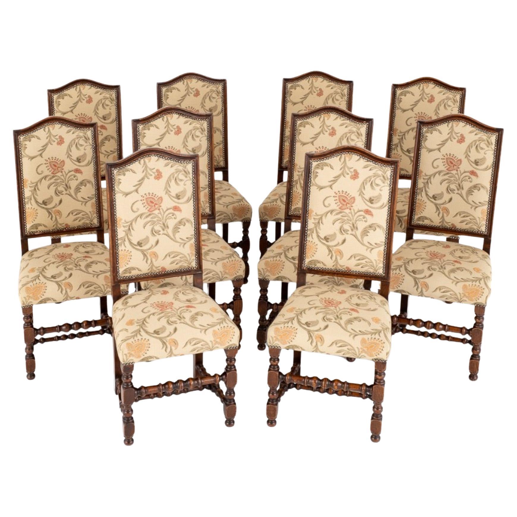 Set Jacobean Dining Chairs Oak Carved Farmhouse Diners