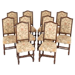 Retro Set Jacobean Dining Chairs Oak Carved Farmhouse Diners