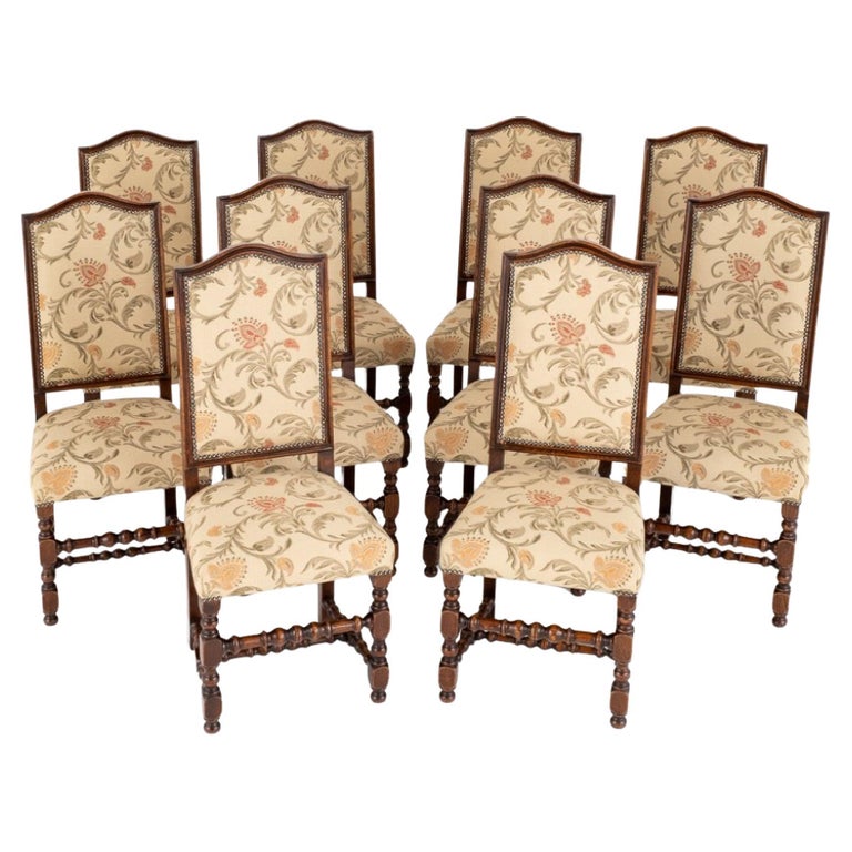 Set Jacobean Dining Chairs Oak Carved Farmhouse Diners For Sale at 1stDibs