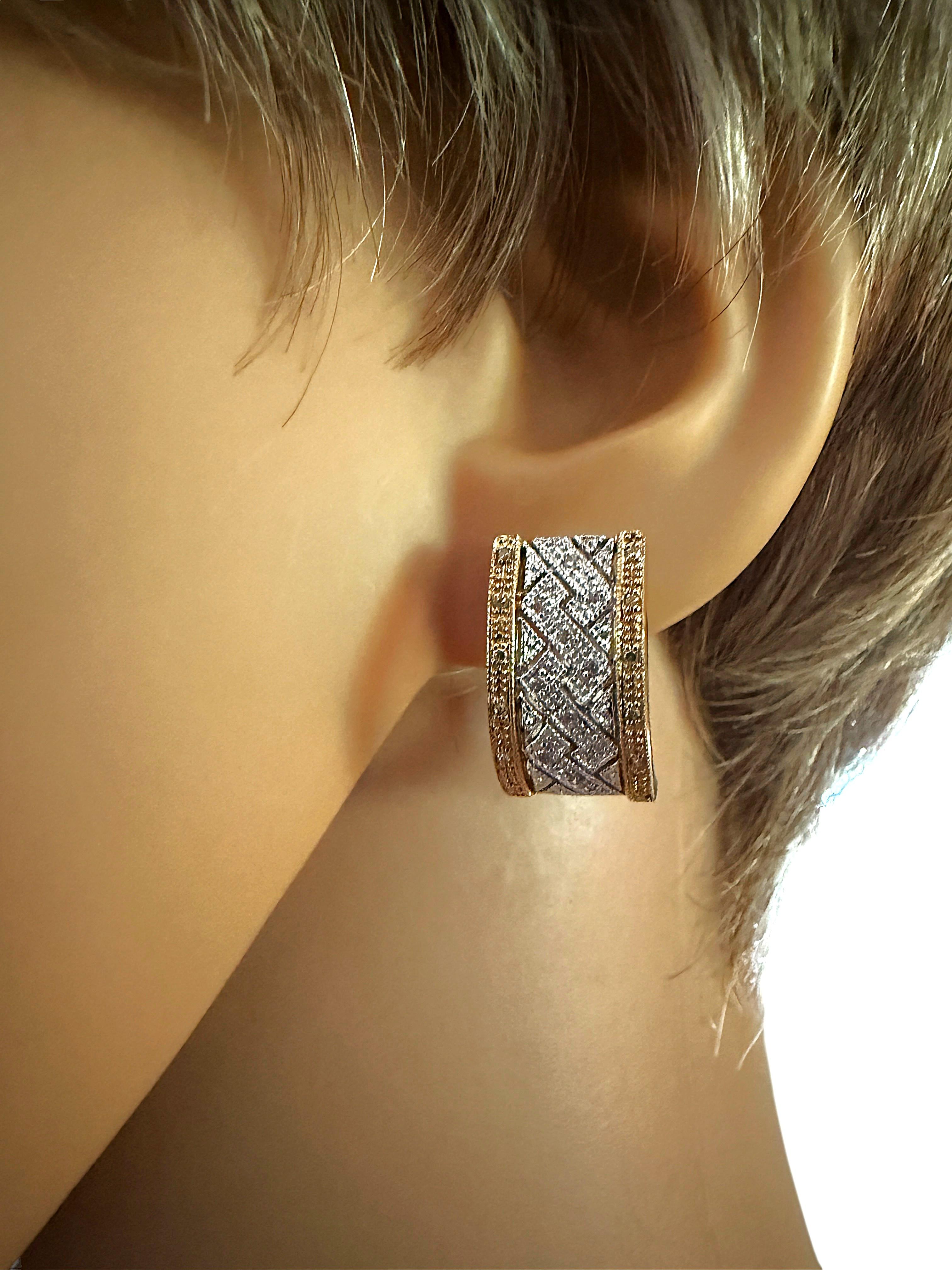 Set KLM 14k Yellow & White Gold .30 Carat Diamond Pave Pendant & Earrings For Sale 4