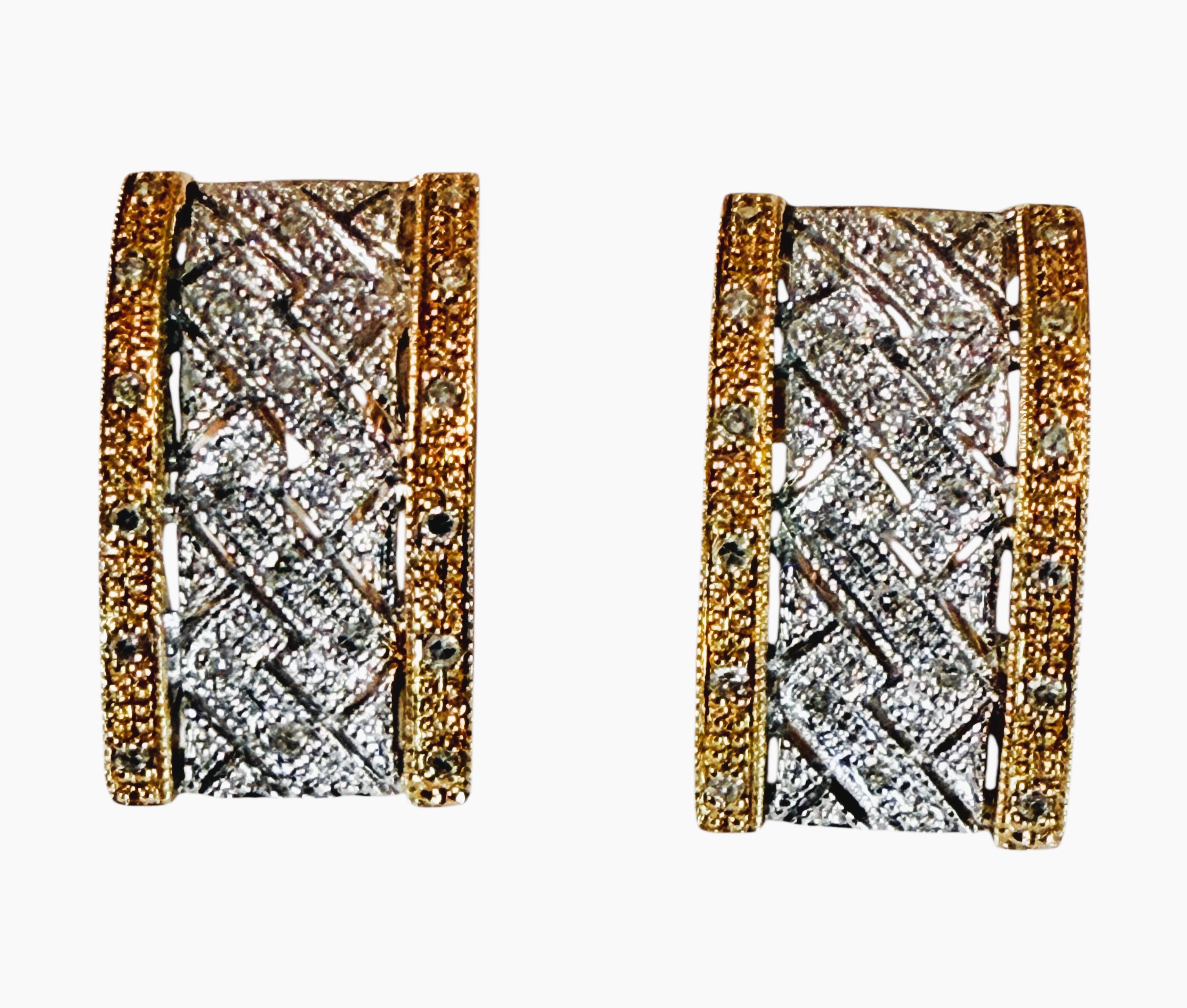 Set KLM 14k Yellow & White Gold .30 Carat Diamond Pave Pendant & Earrings For Sale 13