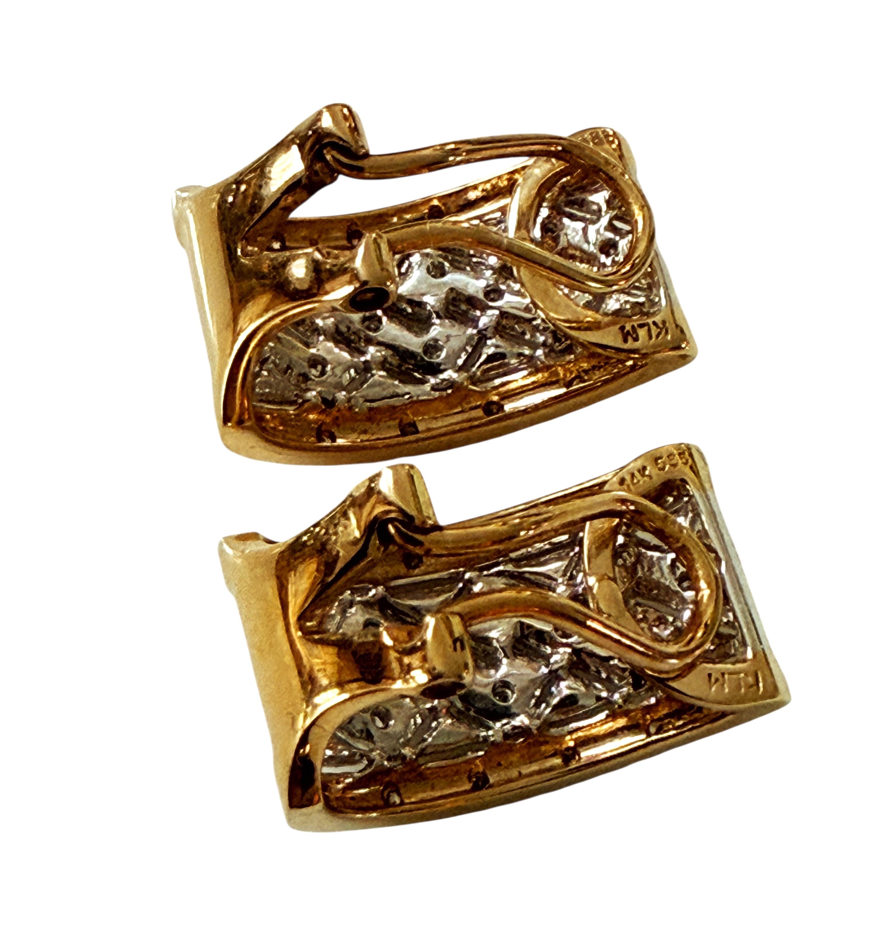 Set KLM 14k Yellow & White Gold .30 Carat Diamond Pave Pendant & Earrings For Sale 14