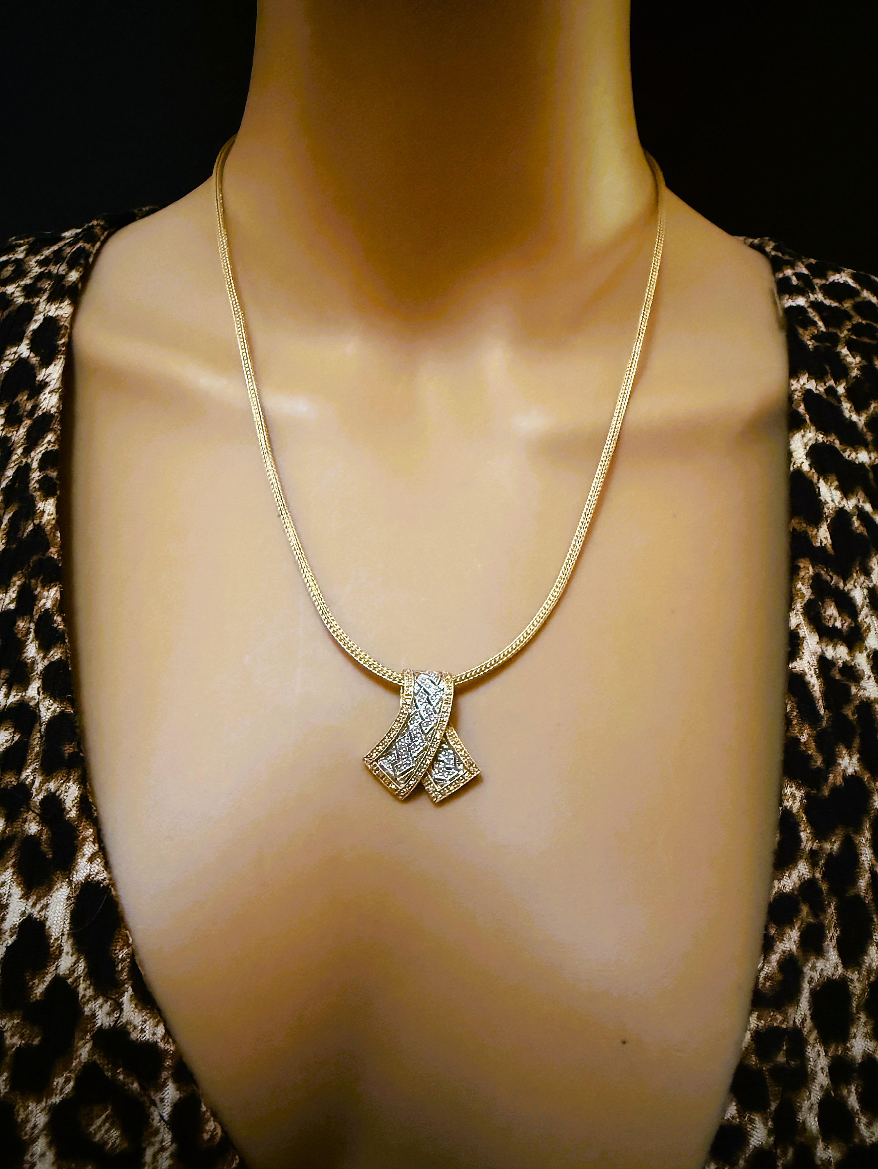 Set KLM 14k Yellow & White Gold .30 Carat Diamond Pave Pendant & Earrings In Excellent Condition For Sale In Eagan, MN