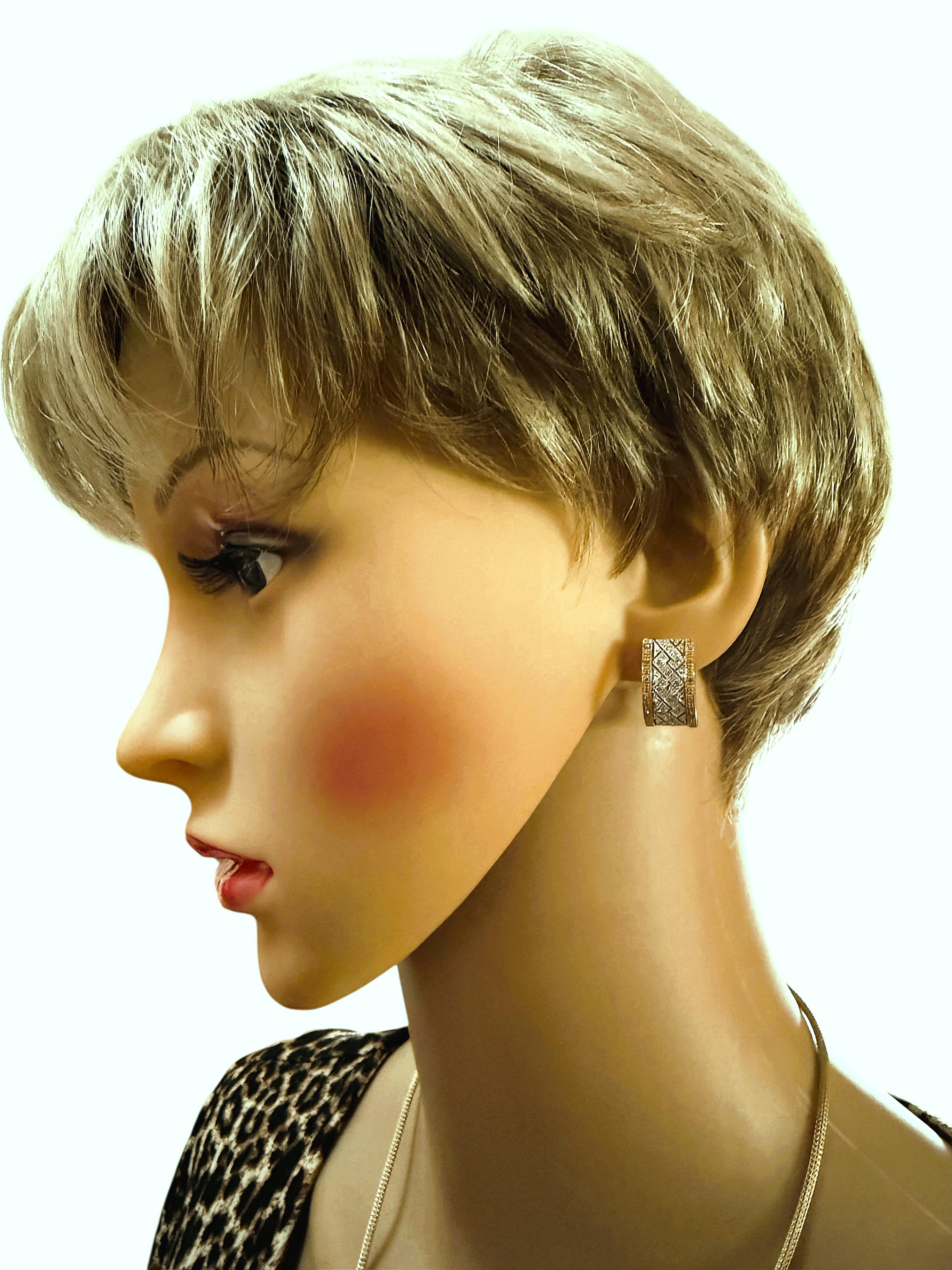 Set KLM 14k Yellow & White Gold .30 Carat Diamond Pave Pendant & Earrings For Sale 2