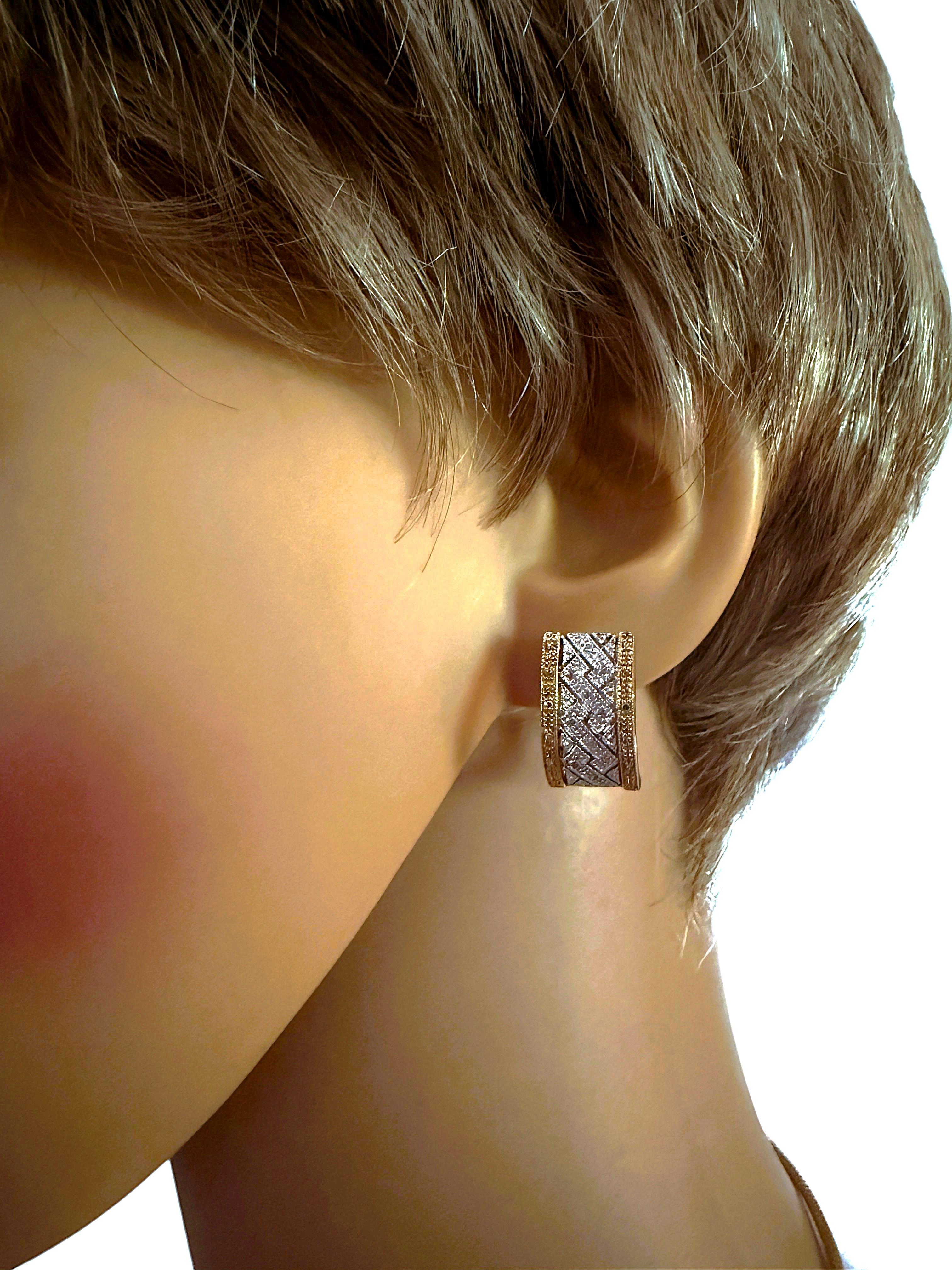 Set KLM 14k Yellow & White Gold .30 Carat Diamond Pave Pendant & Earrings For Sale 3