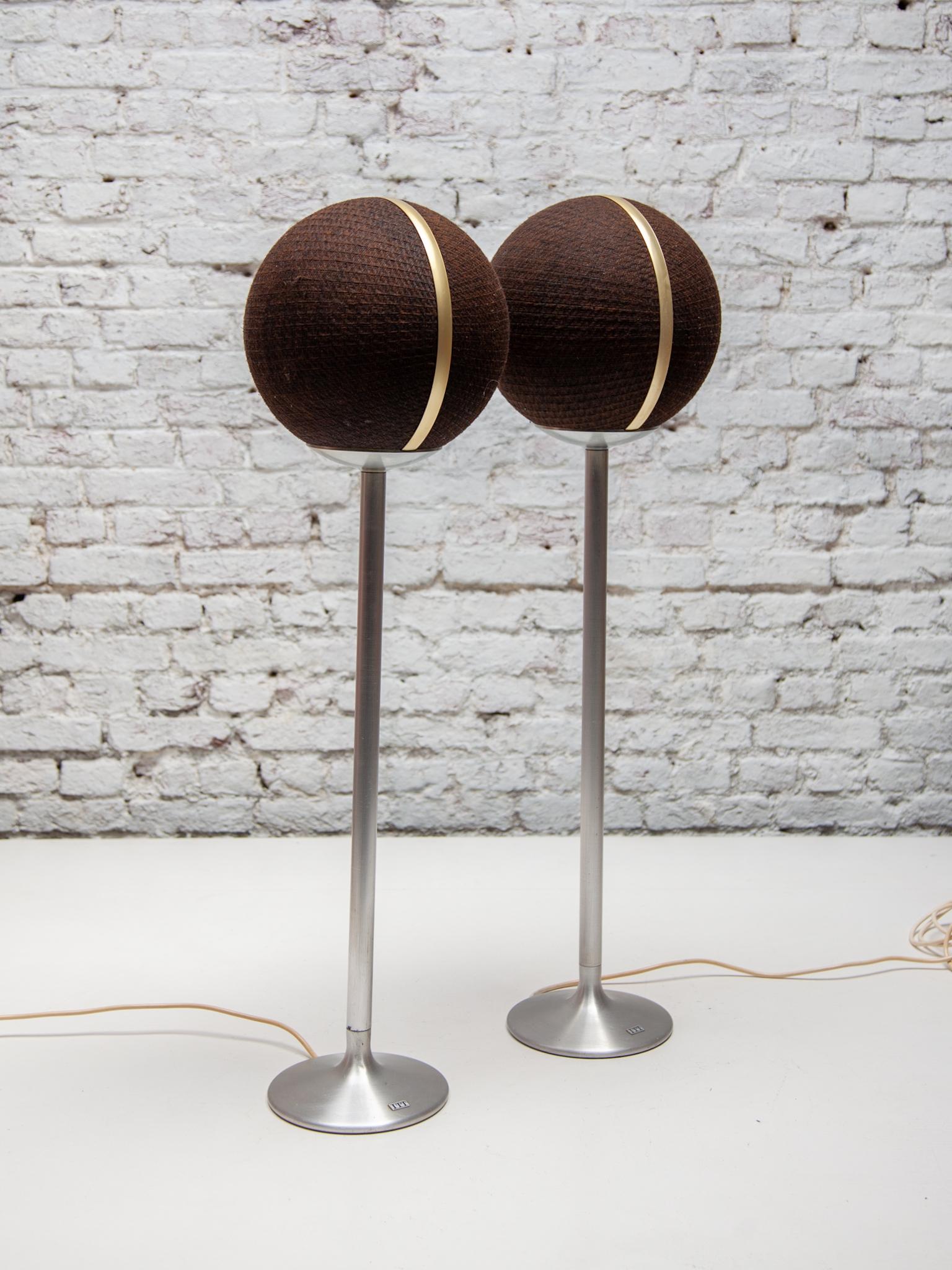 Mid-Century Modern Set Korona K1-70 70 watts Spherical Stand Speakers ITT Schaub Lorenz, 1970s For Sale