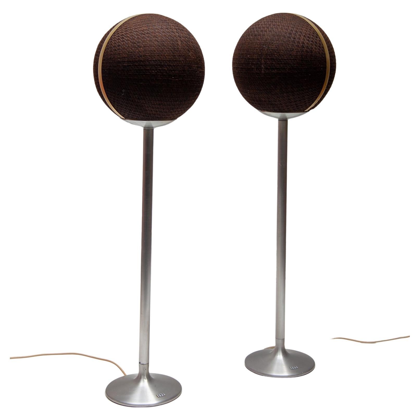 Set Korona K1-70 70 watts Spherical Stand Speakers ITT Schaub Lorenz, 1970s For Sale