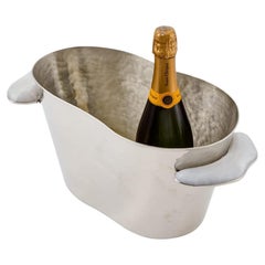 SET Lacar Medium Silver Alpaca, secchiello da champagne e vassoio in pietra d'onice color crema