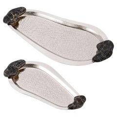 SET Lacar: vassoi piccoli e medi in alpaca argento e onice nero
