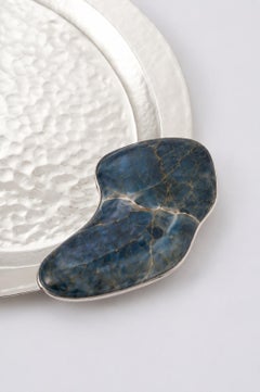 SET Lacar: vassoi piccoli e medi in alpaca argento con onice blu