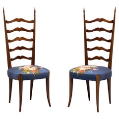 Vintage set Ladder Back Chairs  Paolo Buffa 1950s italy 