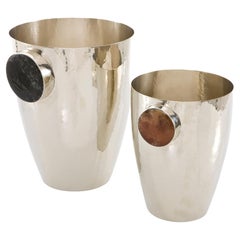 Lago Medium & Large Champagner-Schnallen, Onyx Stein & Alpaka Silber